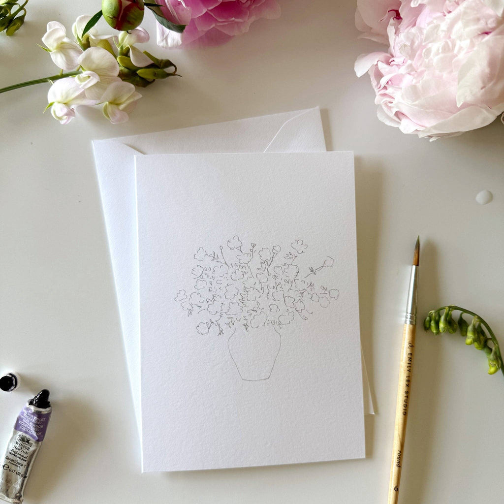 Cartes de correspondance à peindre avec des bouquets