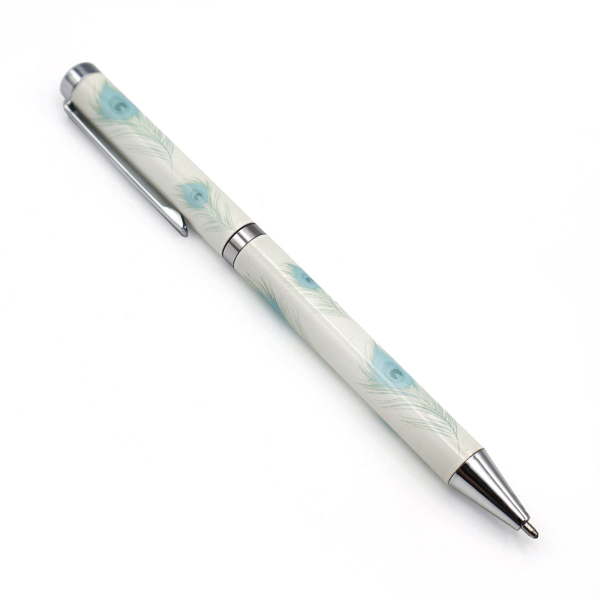 Stylo à bille motif plumes de paon