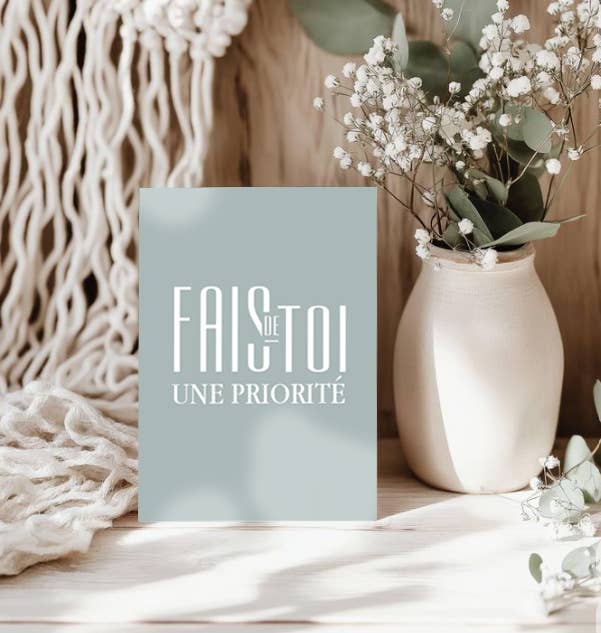 Carte postale A6 + enveloppe kraft : FAIS DE TOI UNE PRIORIT