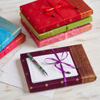 Ensemble d'écriture Sari fait main - Ensemble de papier de papeterie
