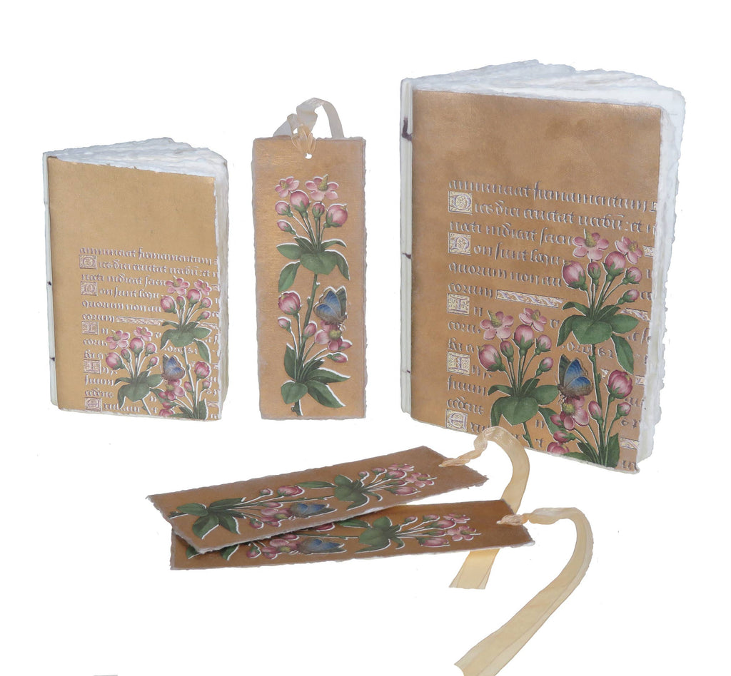 Carnet parchemin – Fleurs de pommier dorées