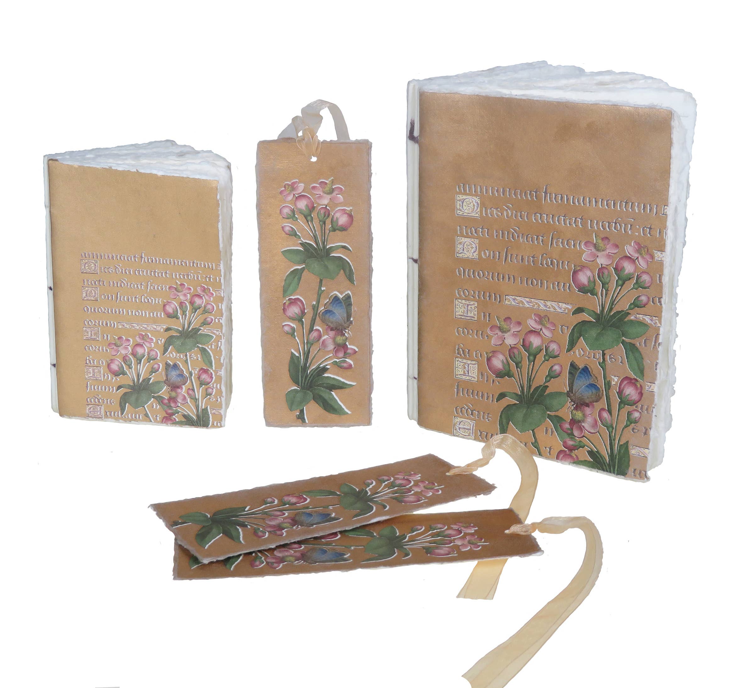 Carnet parchemin – Fleurs de pommier dorées
