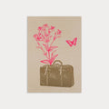 Carte postale Valise avec fleur