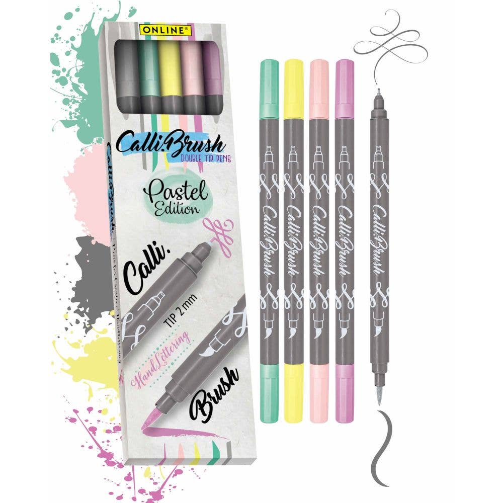 Set de 5 feutres Calli.Brush à double pointe colorés