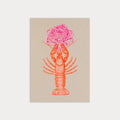 Carte postale Homard avec fleur