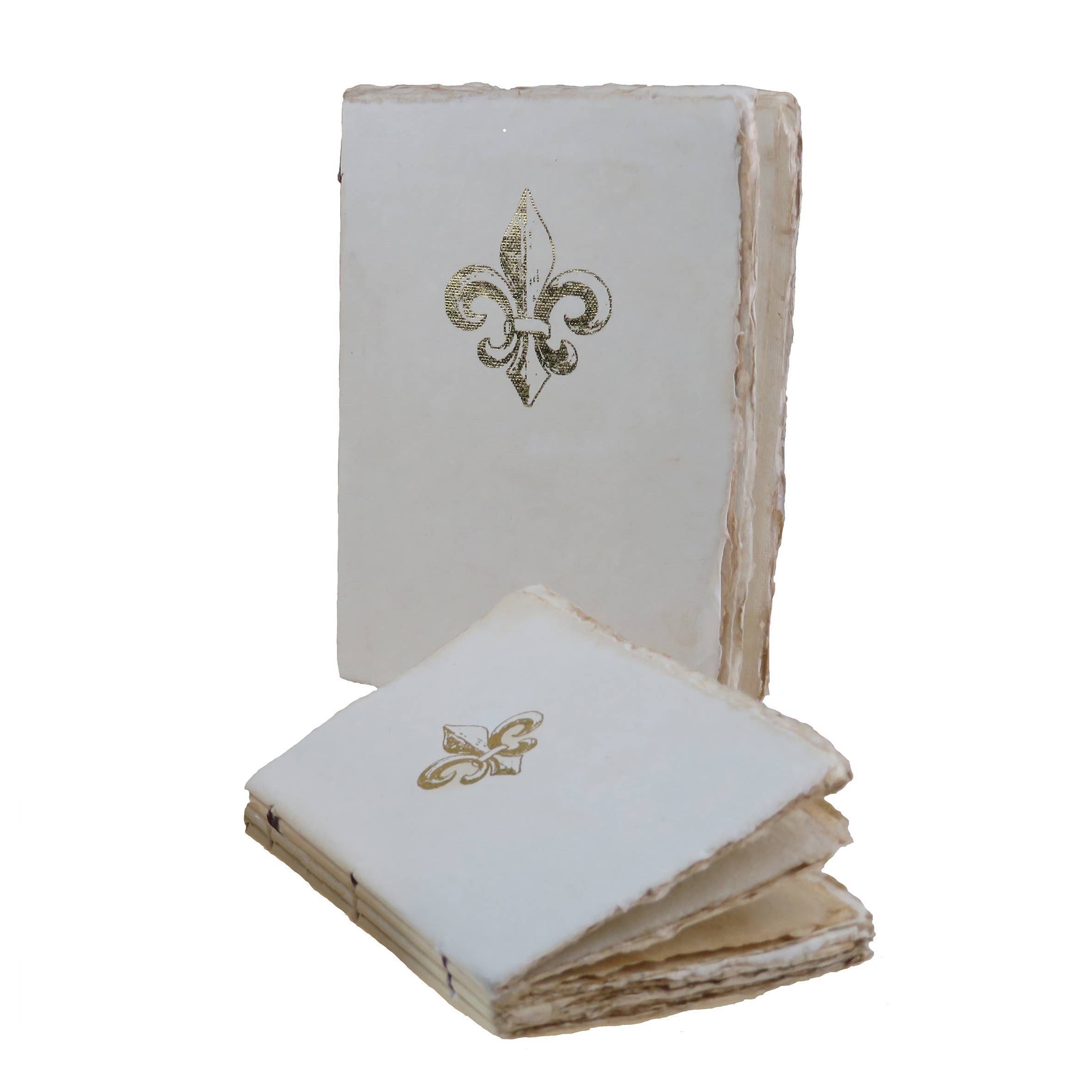 Carnet en papier parchemin motif Fleur de Lys