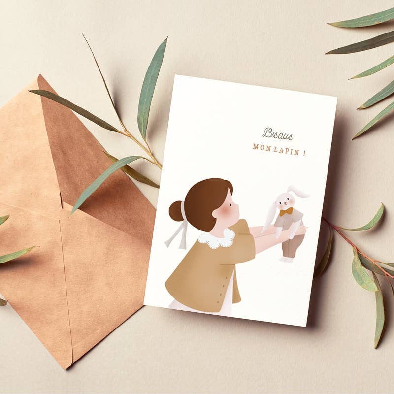 Carte Postale - Bisous mon lapin