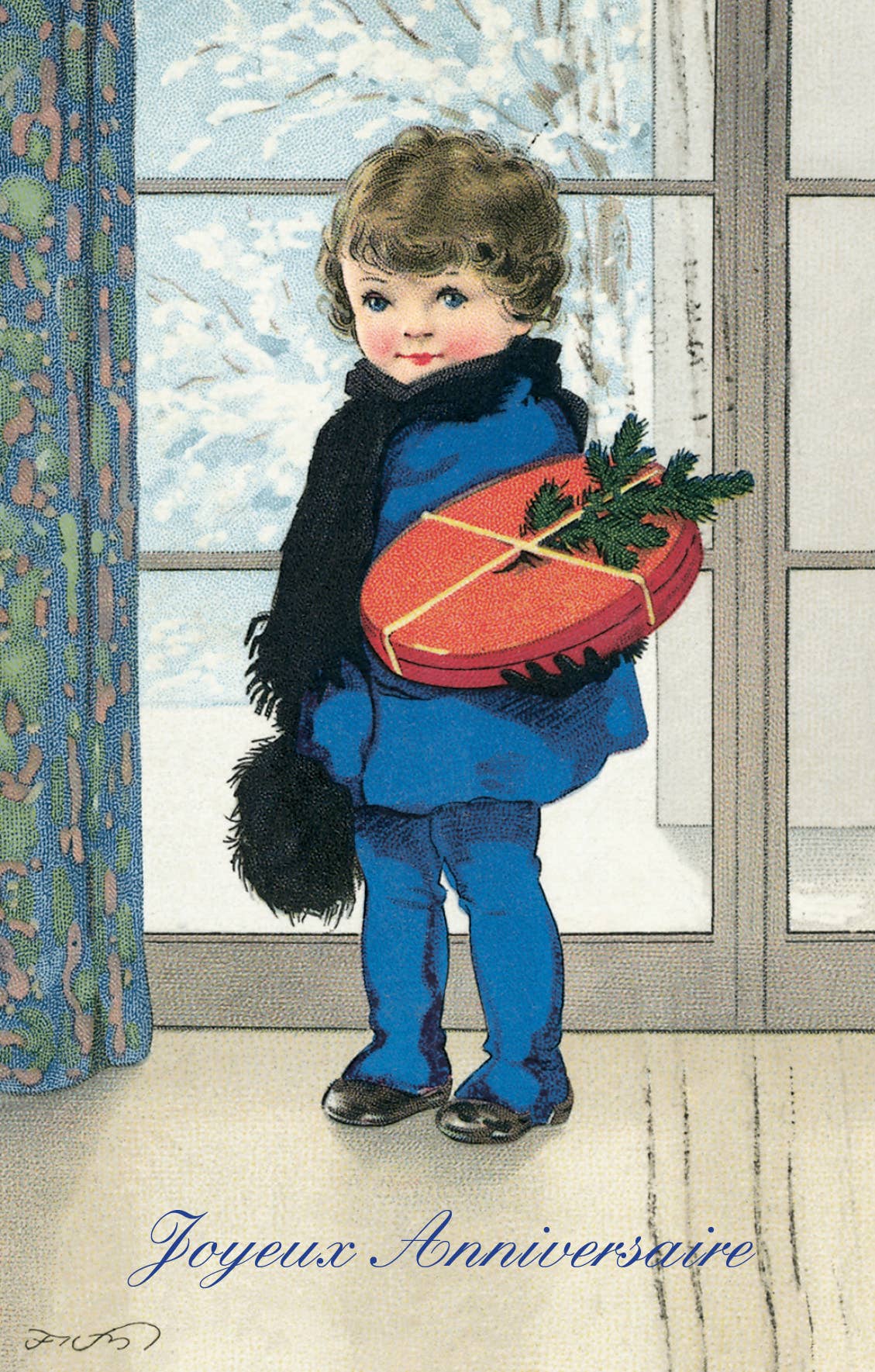Carte postale garçonnet en bleu