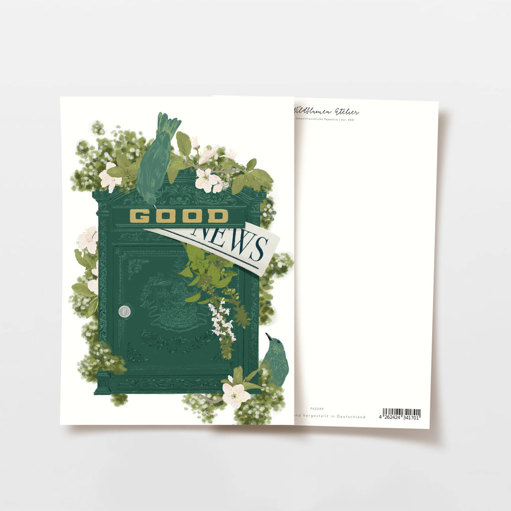 Carte postale Good News – Boîte aux lettres fleurie