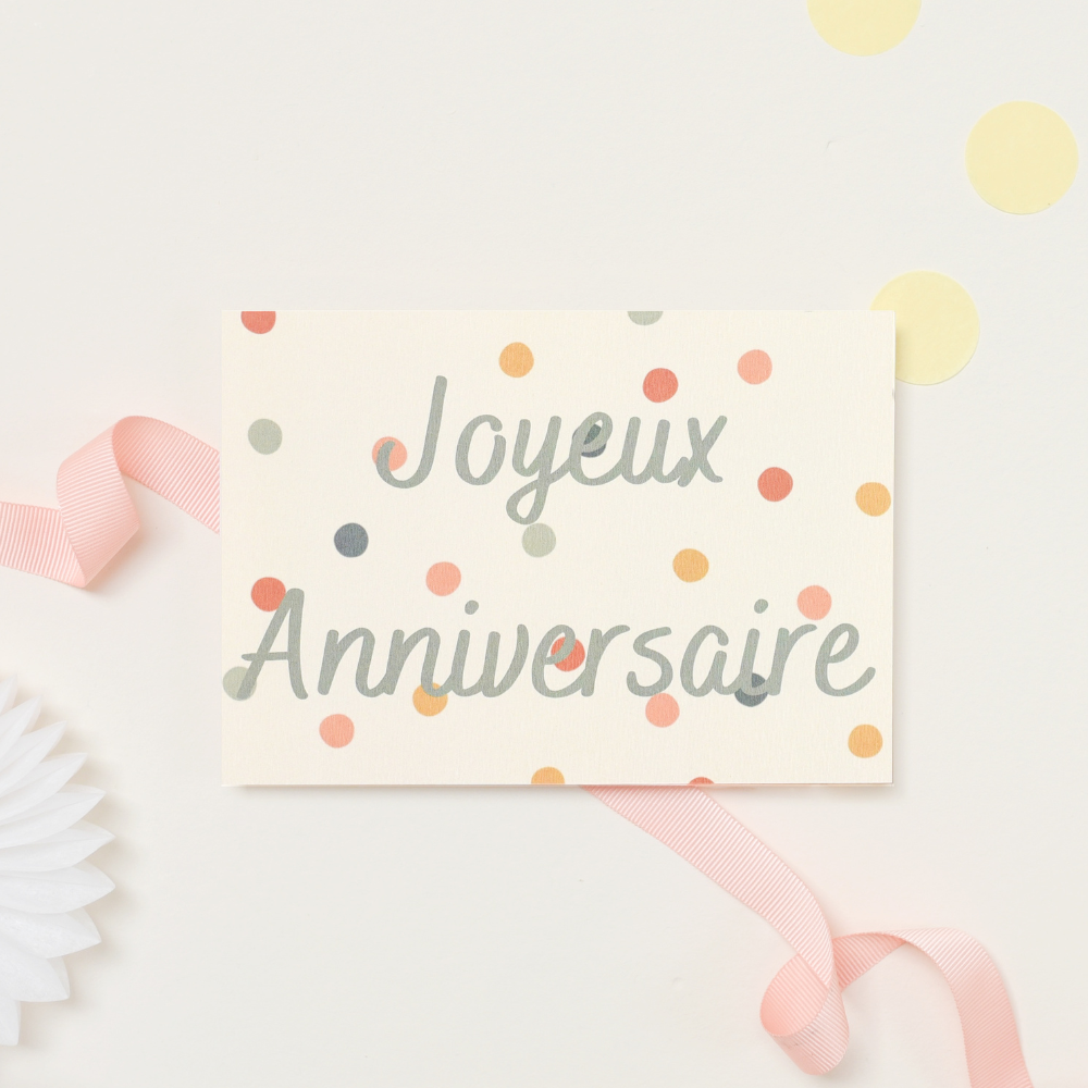 Carte anniversaire – Motif confettis