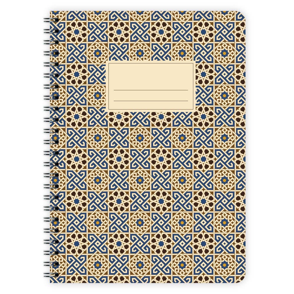 Carnet A5 à spirale – Mosaïque marocaine bleu et ocre