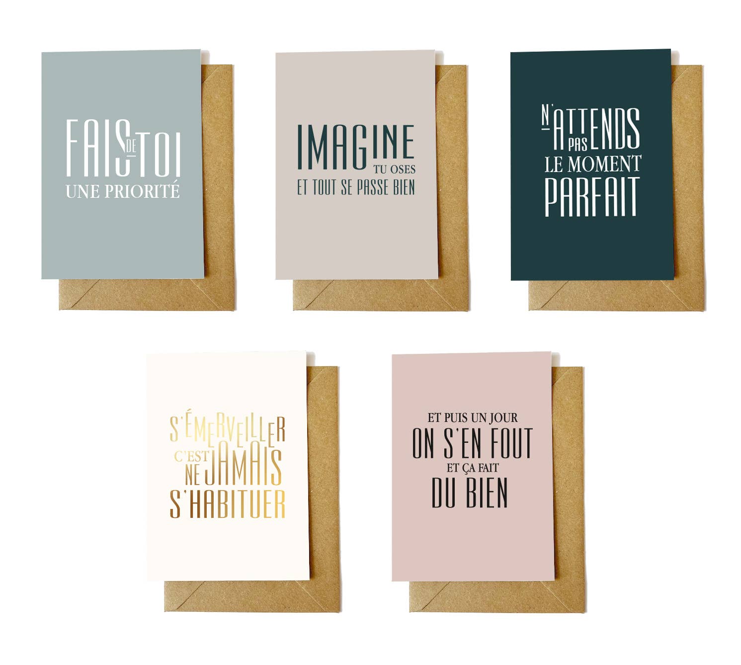 Carte postale A6 + enveloppe kraft : FAIS DE TOI UNE PRIORIT