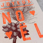 Carte postale / Typographie / Joyeux Noël / Bourgogne & Orange
