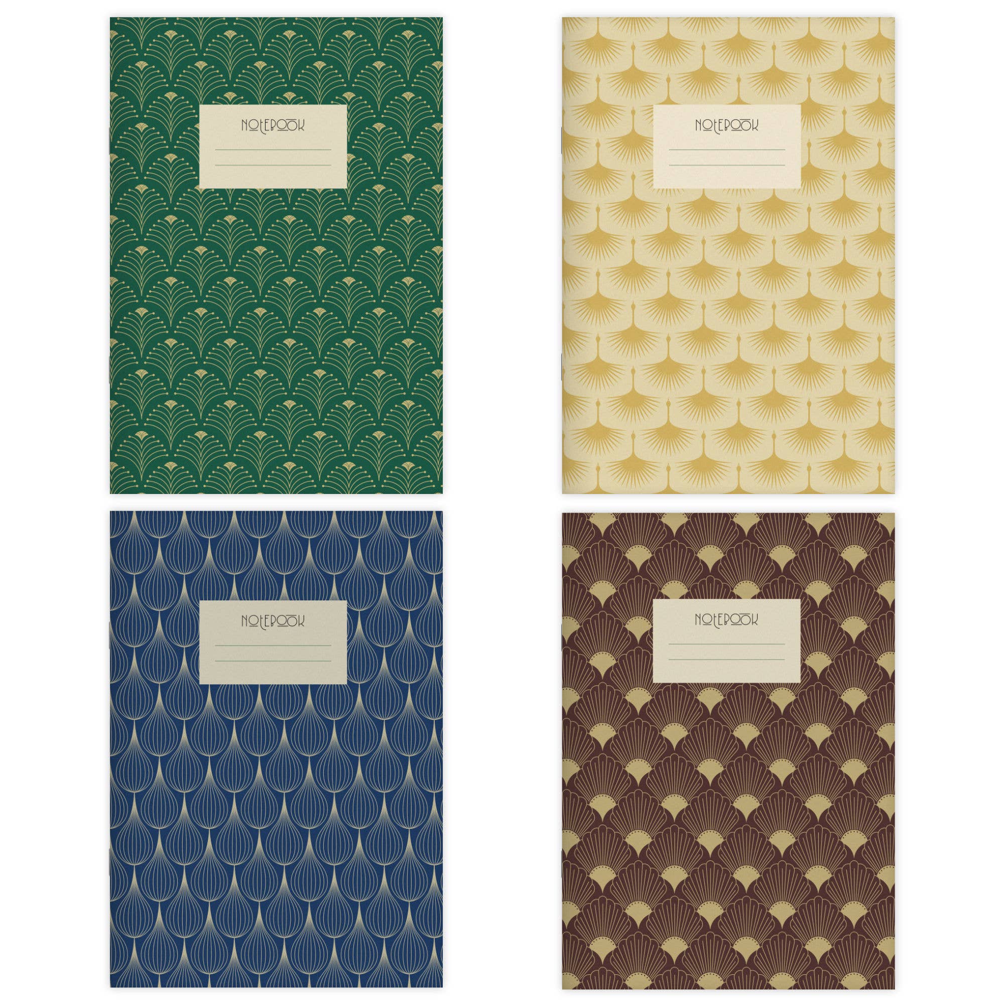 Lot de 4 carnets Art Déco au format A5
