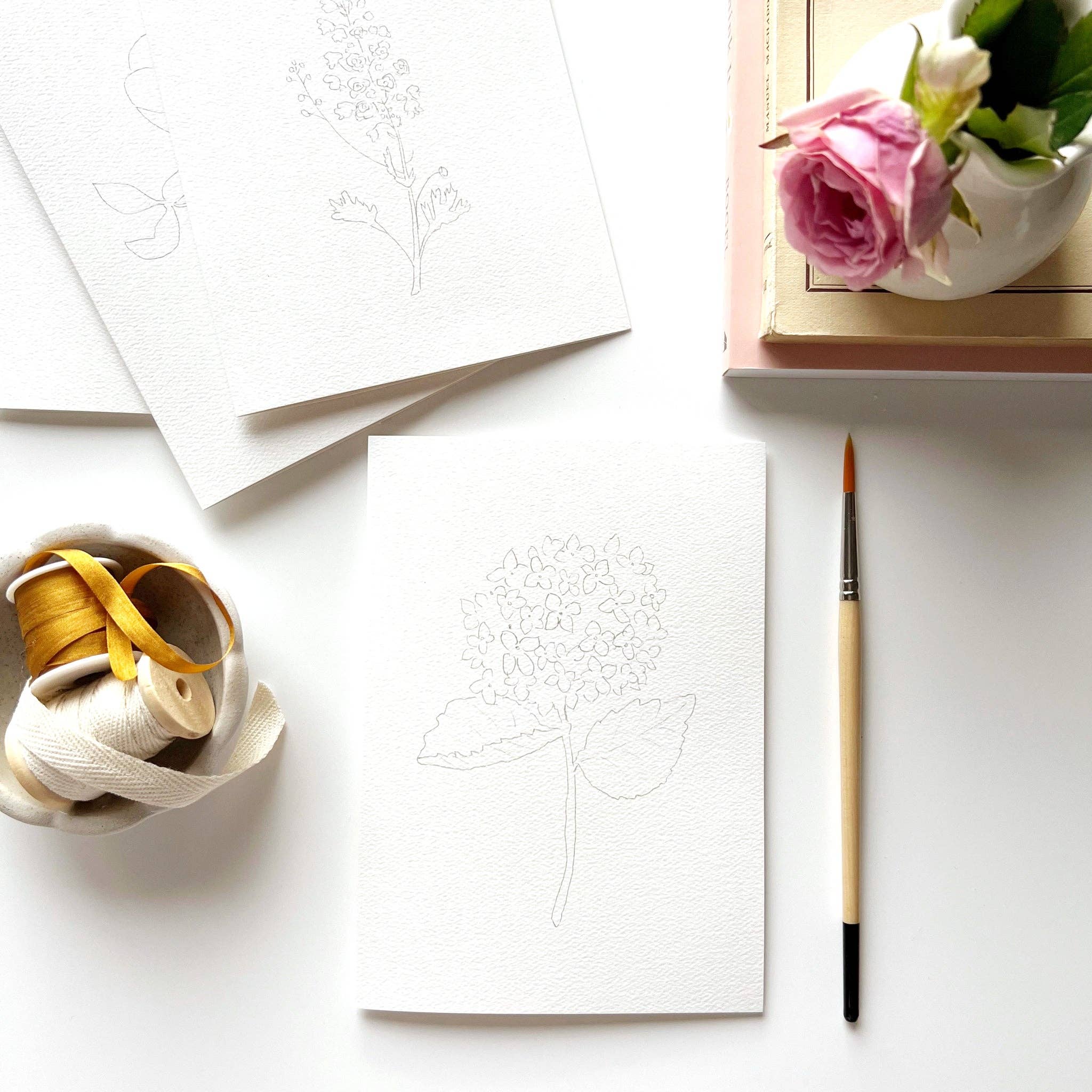 Cartes à peindre avec fleurs de jardin