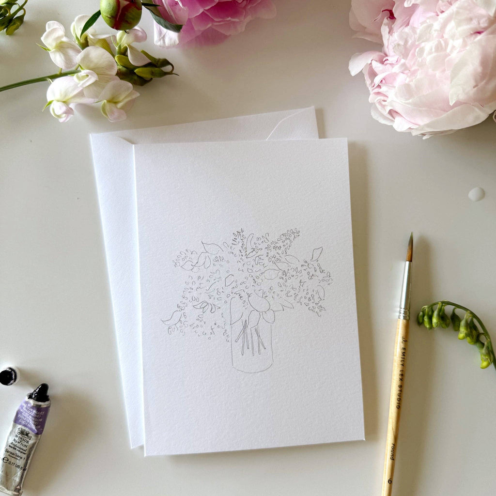 Cartes de correspondance à peindre avec des bouquets
