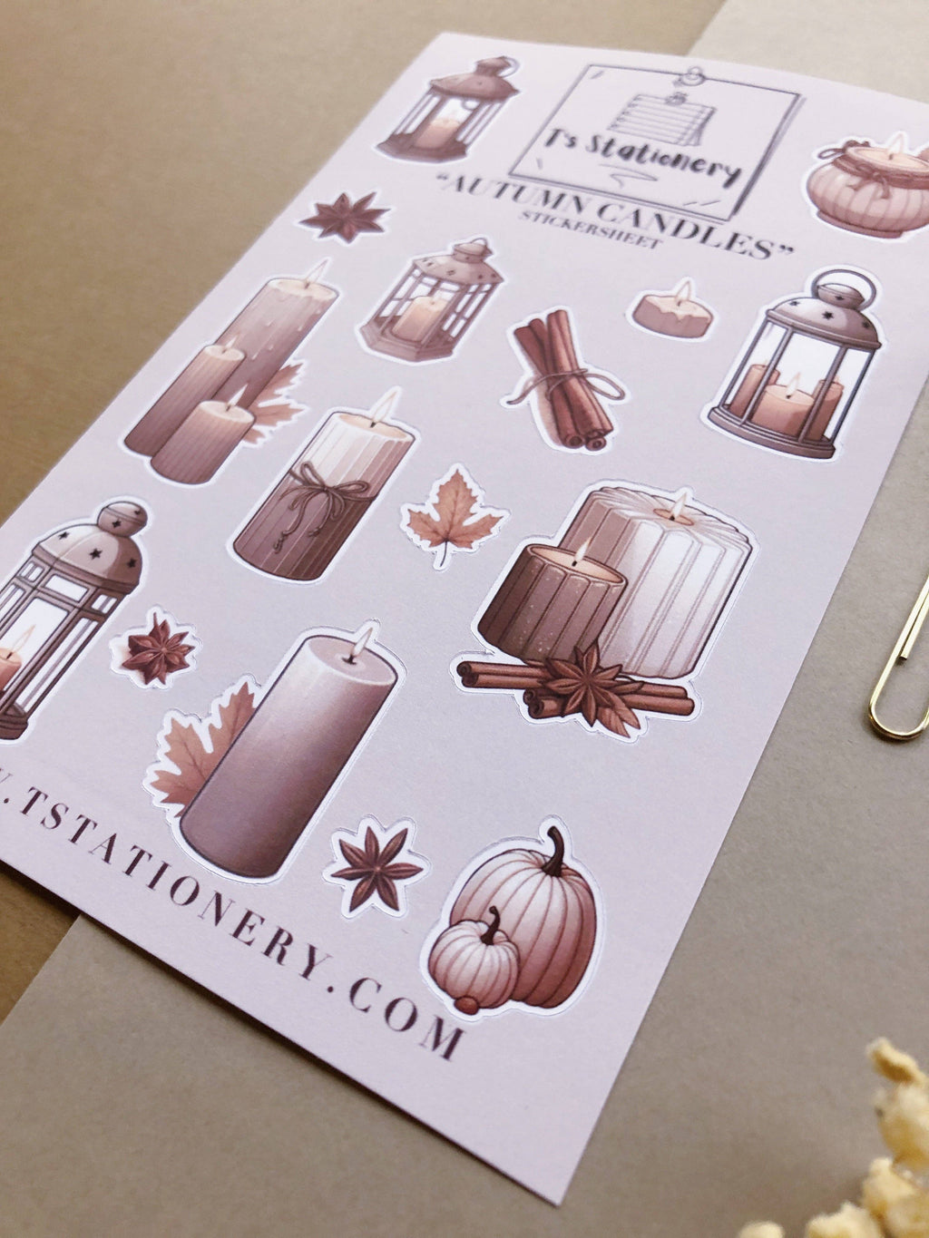Feuille d'autocollants « Bougies d'automne »