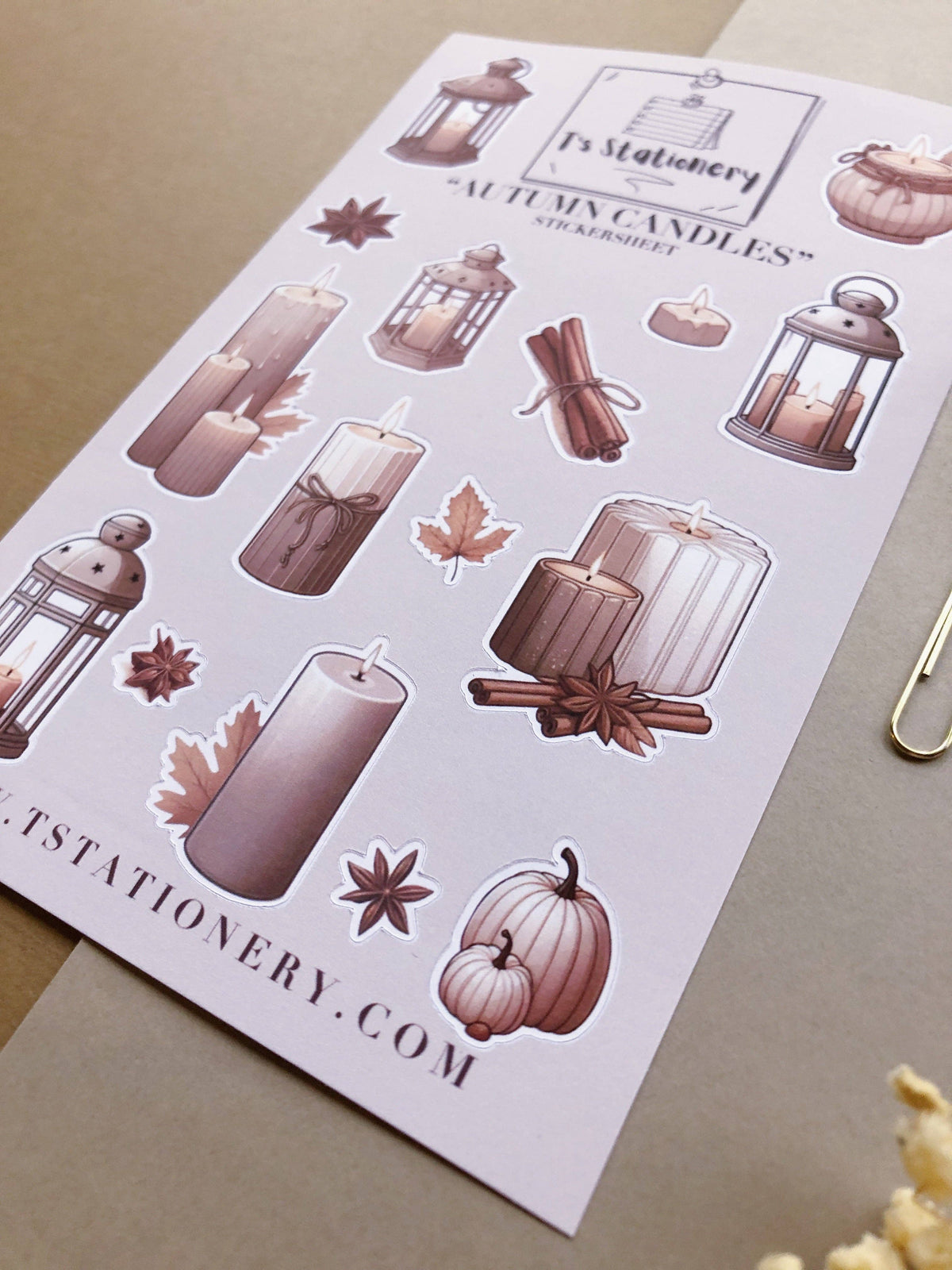 Feuille d'autocollants « Bougies d'automne »