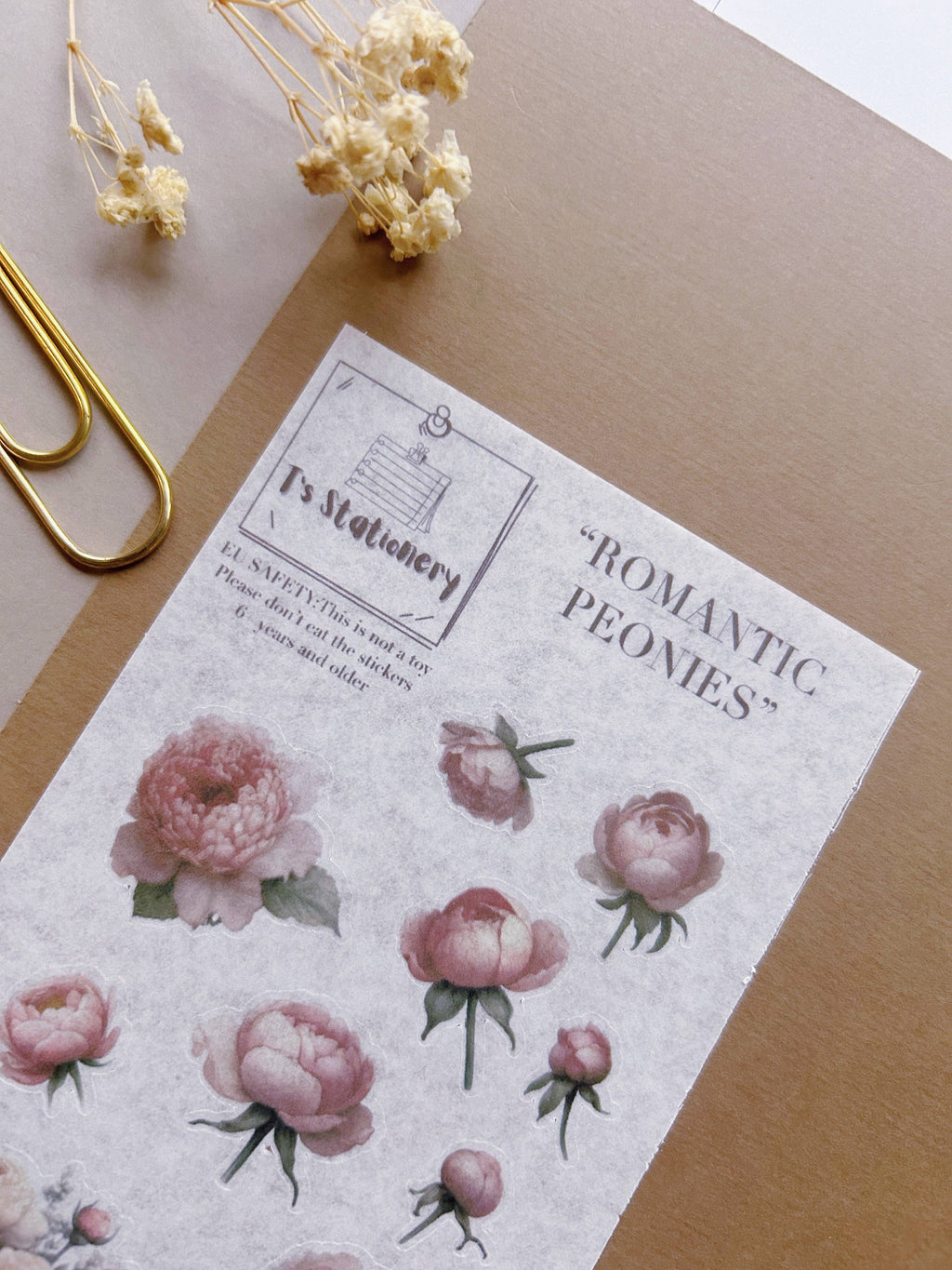 Feuille d'autocollants washi "Pivoines romantiques"