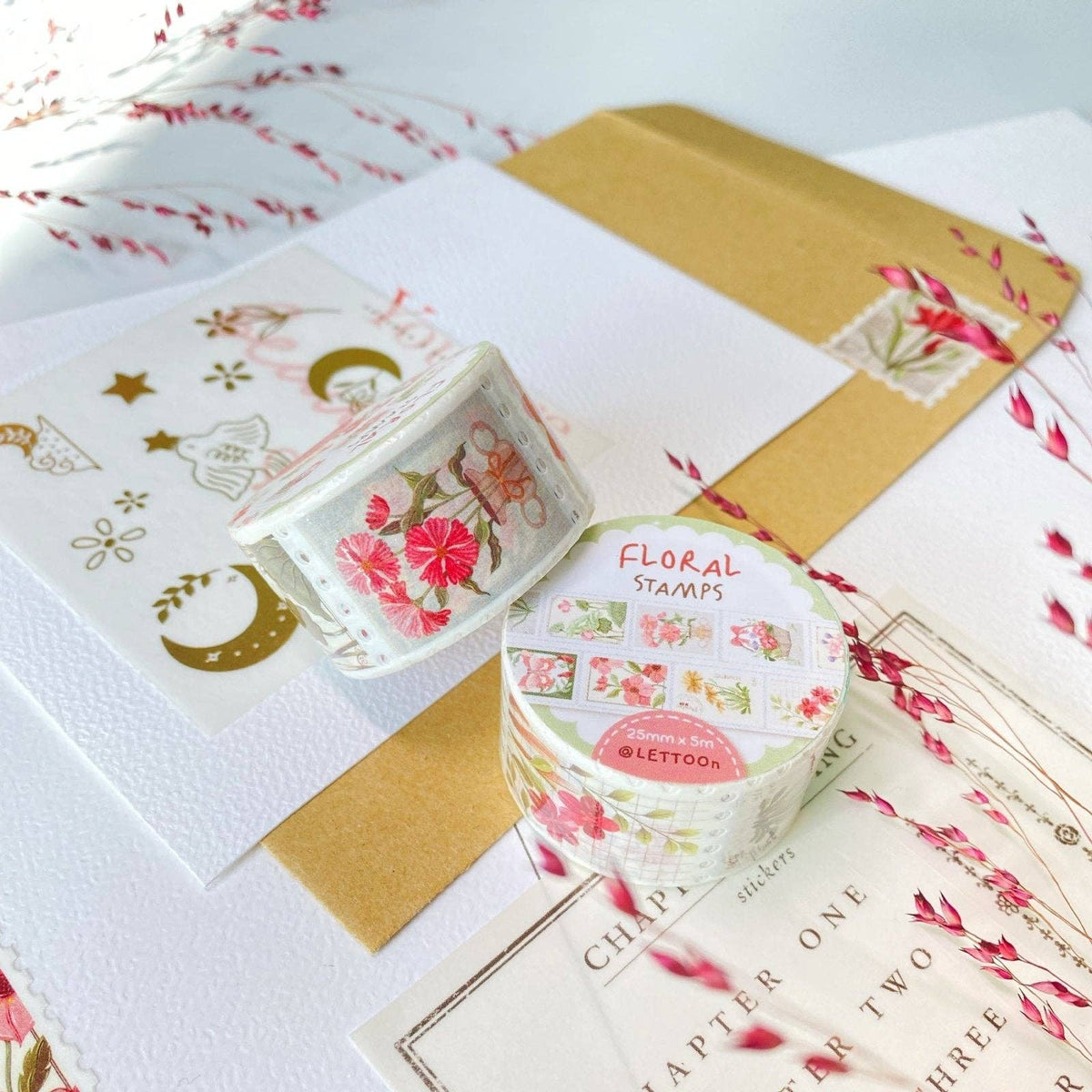 Ruban washi - Timbres floraux