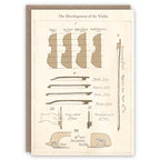 Carte musique – Histoire du violon, illustration vintage