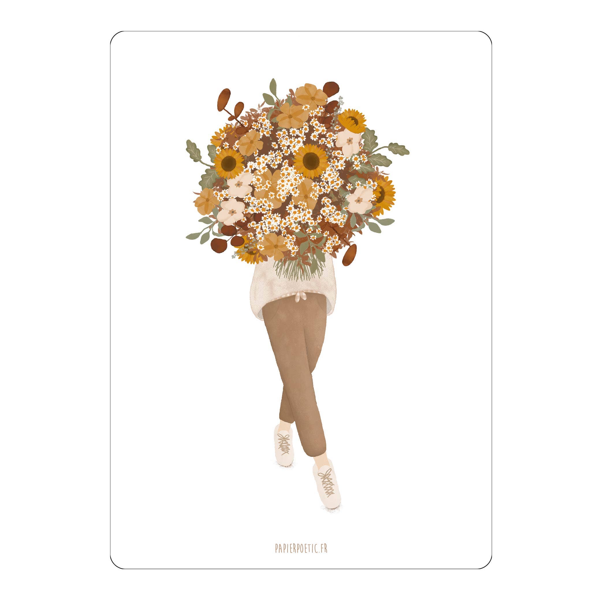 Carte "Fille au bouquet"