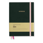 Carnet de notes en coton/satin vert foncé