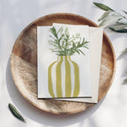 Carte pliante Vase rayée jaune avec enveloppe
