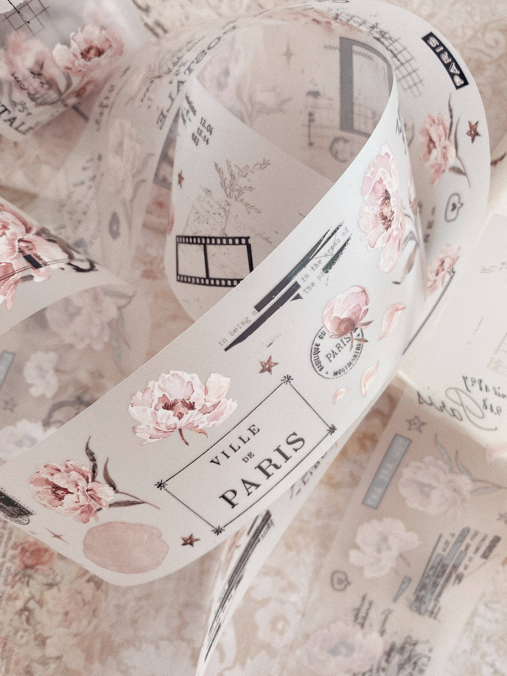Ruban décoratif – Pivoines roses
