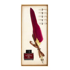 Set d’écriture calligraphique boîte dorée claire avec plume rouge