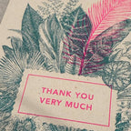 Carte postale / Herbes / Merci beaucoup / Rose + Sarcelle / Papier écologique