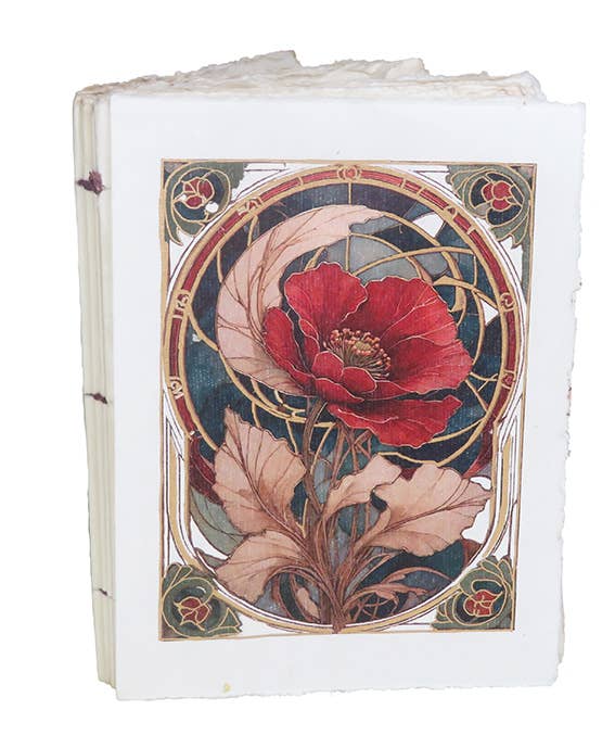 Carnet parchemin – Fleurs Art Nouveau dorées
