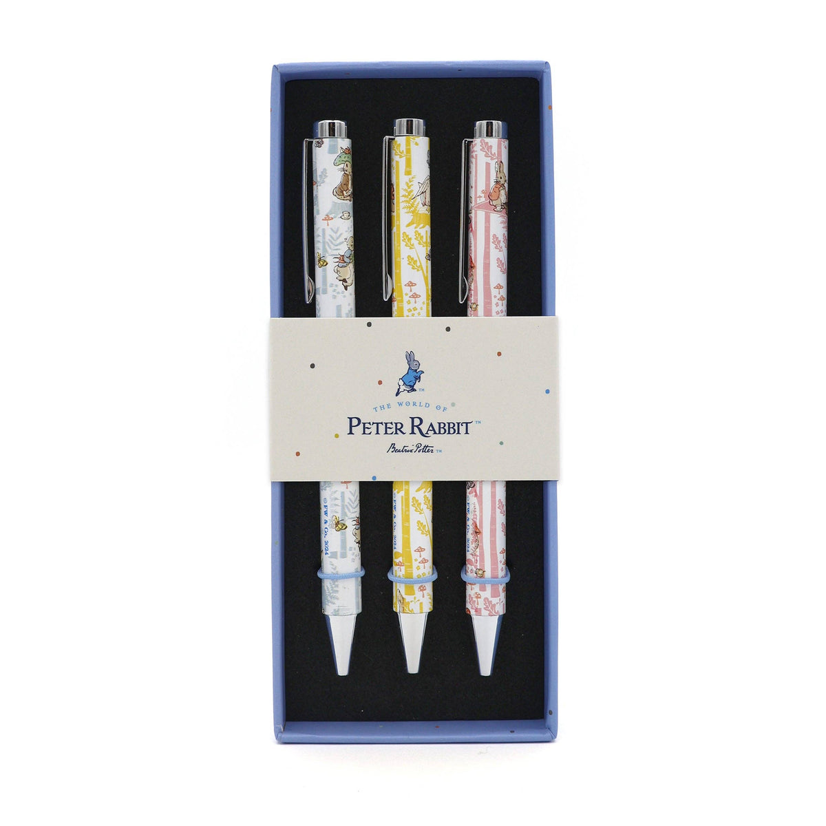 Stylos à bille Peter Rabbit Forest Picnic dans une boîte cadeau — Ensemble de 3 stylos