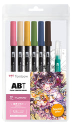 Ensembles de mangas (ensemble de 6 stylos à double pointe ABT + pinceau réservoir d'eau)