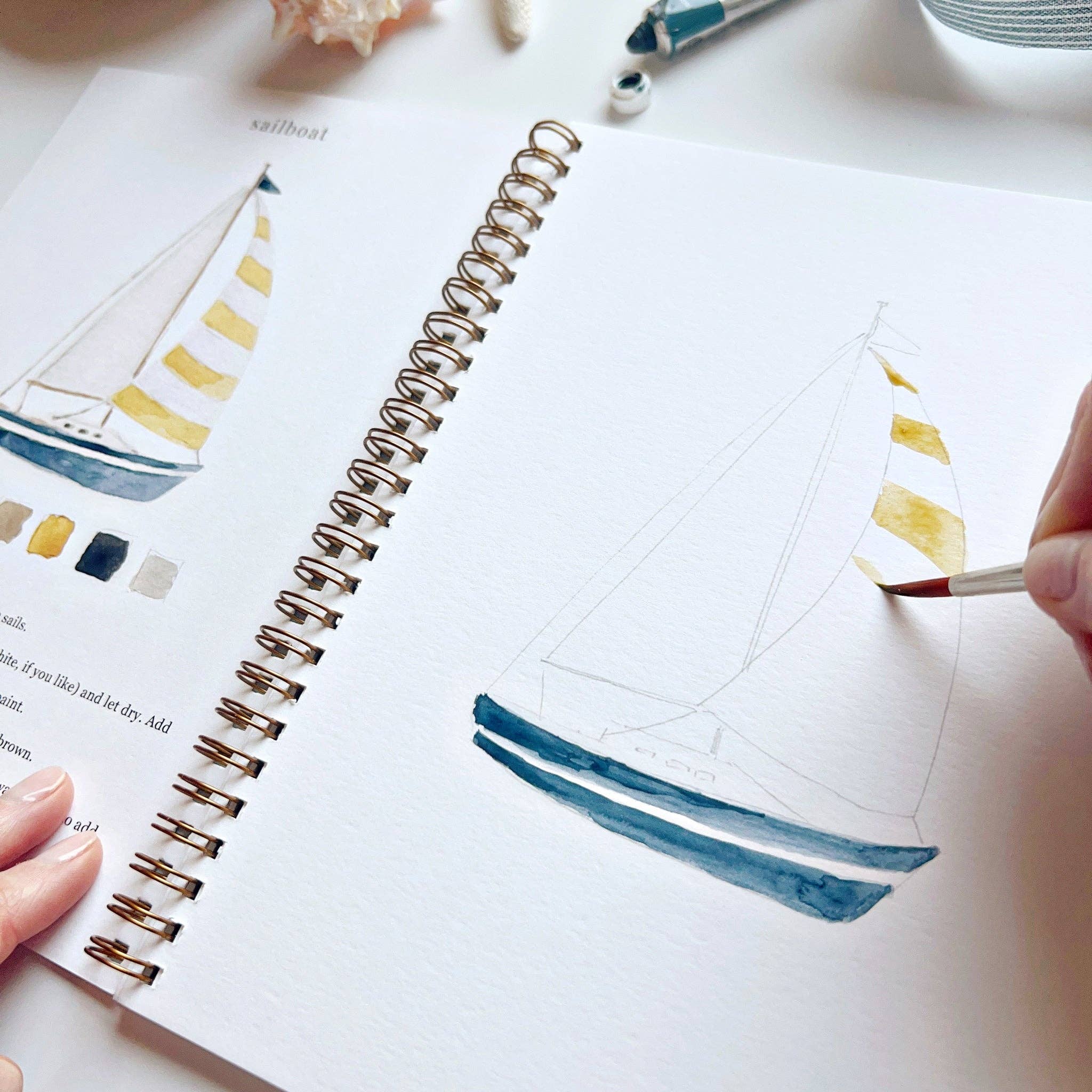 Cahier d'aquarelle en bord de mer