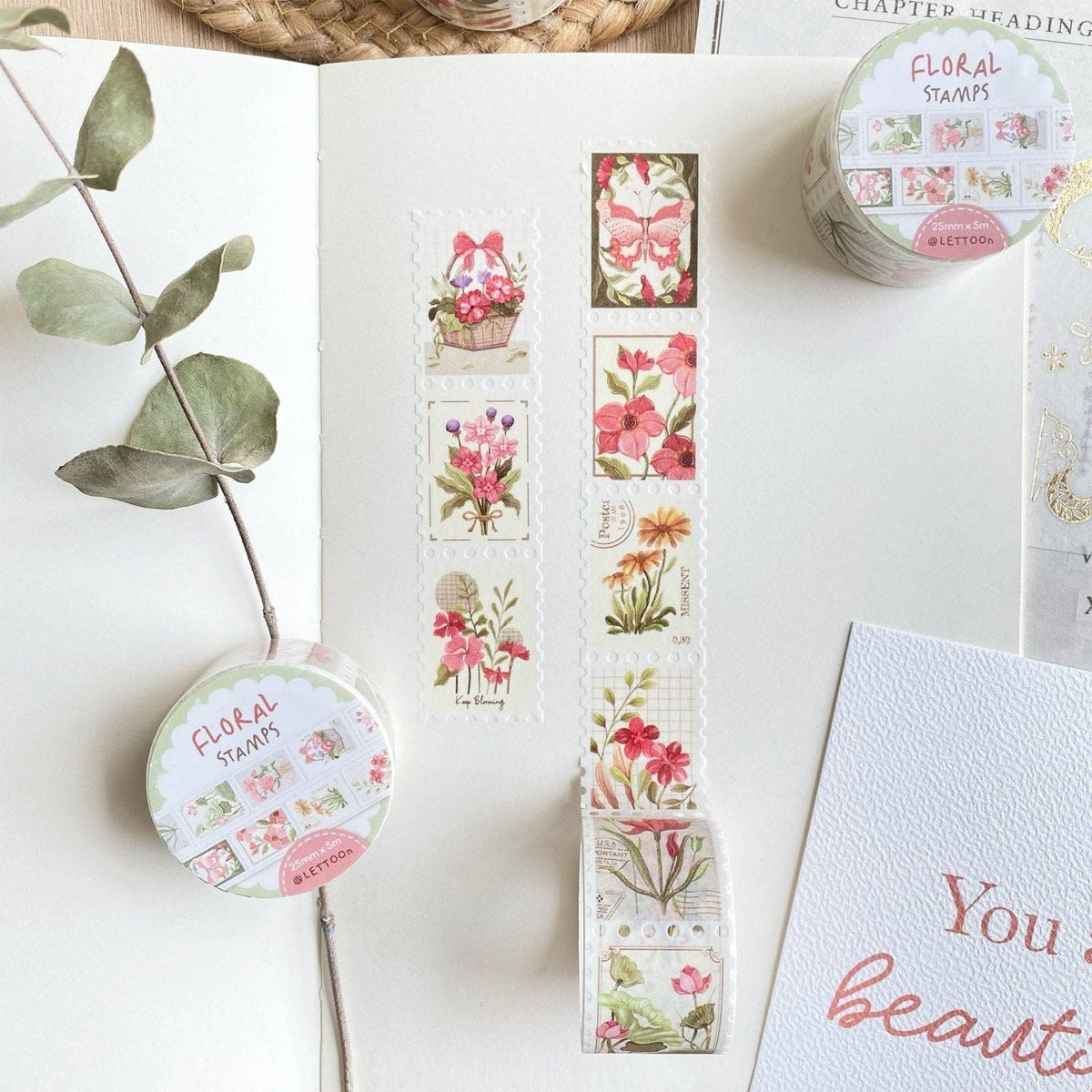 Ruban washi - Timbres floraux
