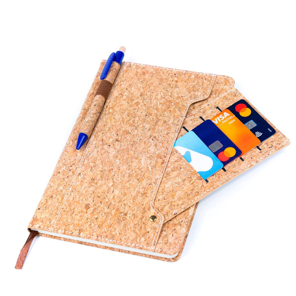 Carnet de produits laitiers en liège avec porte-cartes et porte-stylos L-1011