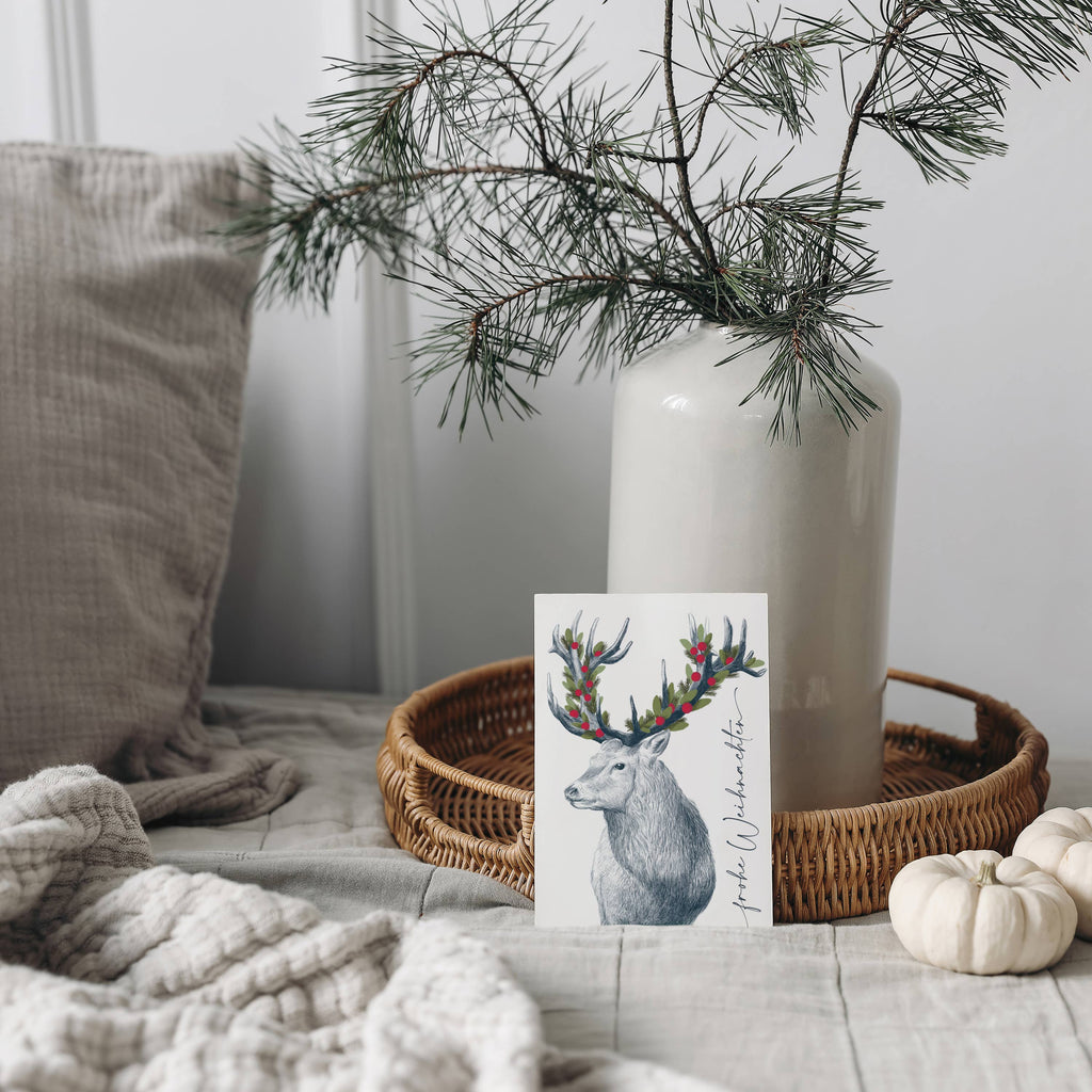 Carte postale Merry Christmas Deer, certifiée FSC