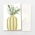 Carte pliante Vase rayée jaune avec enveloppe