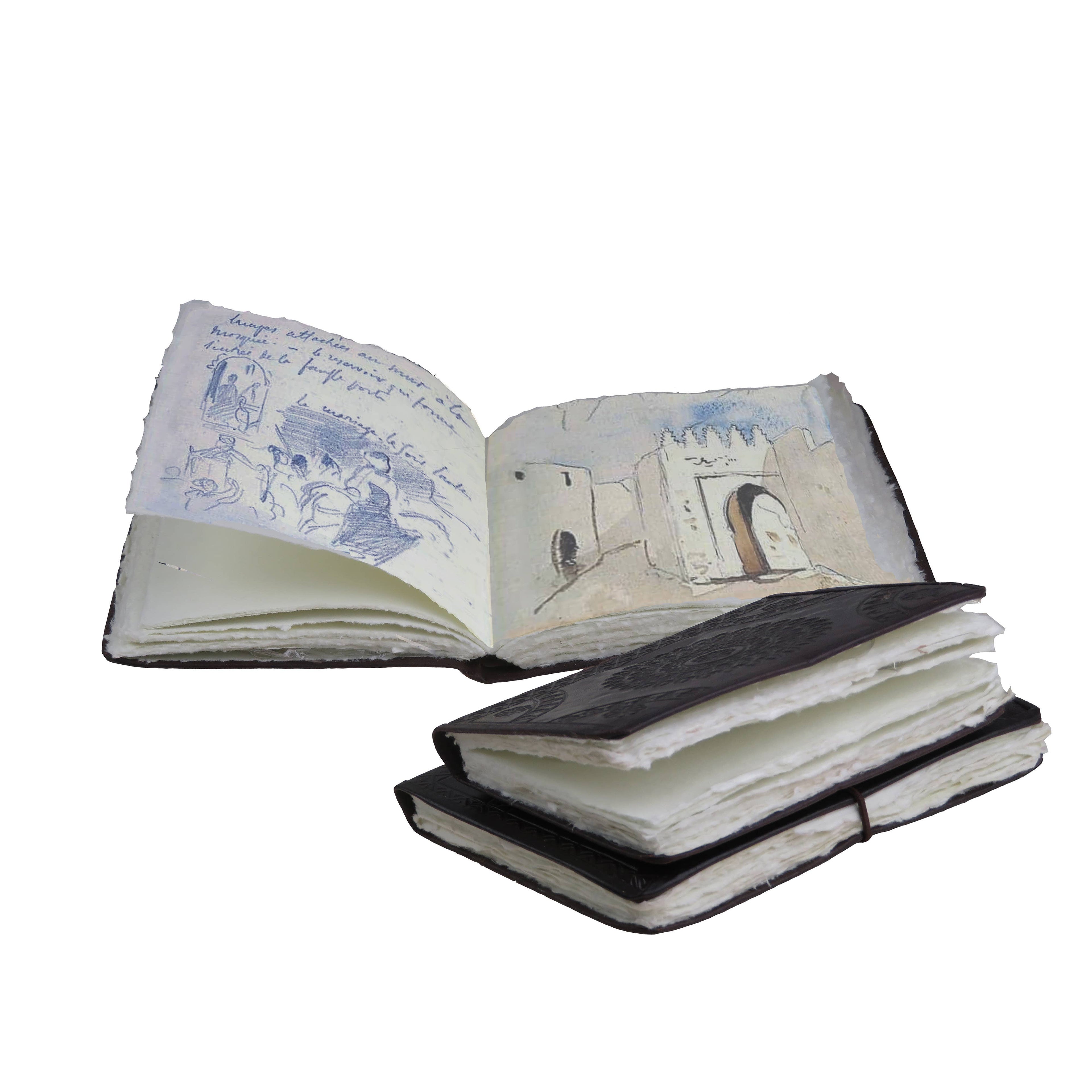Carnet de voyage en cuir – Papier parchemin artisanal