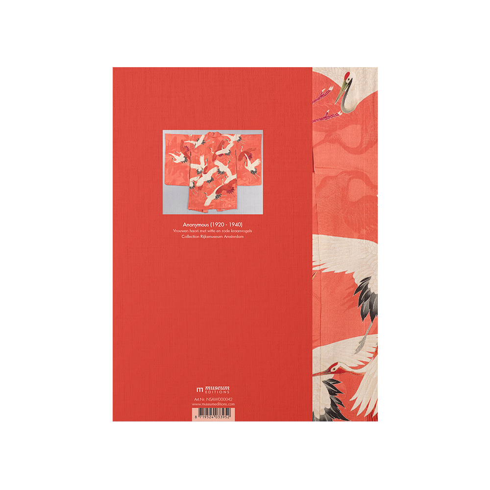 Carnet d'artiste avec grues blanches et rouges