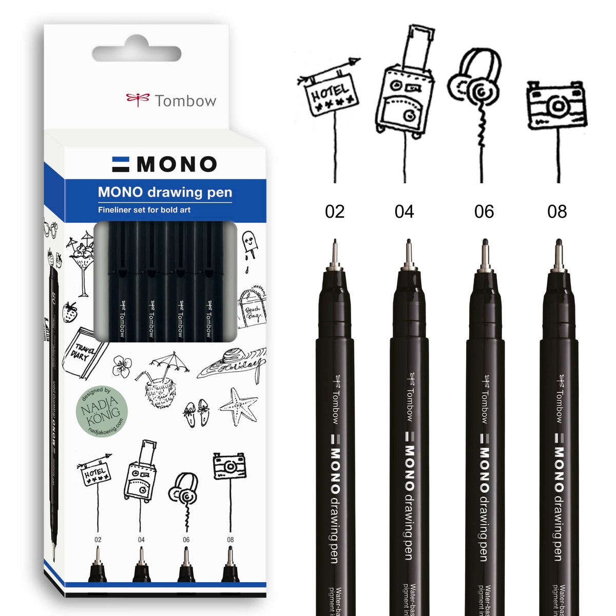 Ensemble de stylos à dessin MONO Fineliner Tombow Bold