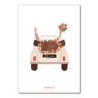 Carte Postale "Voiture juste mariés"
