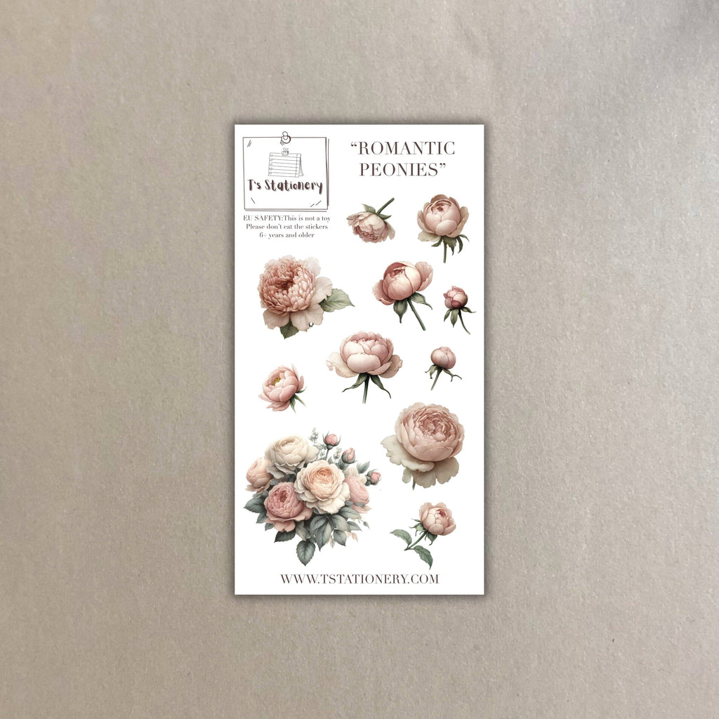 Feuille d'autocollants washi "Pivoines romantiques"