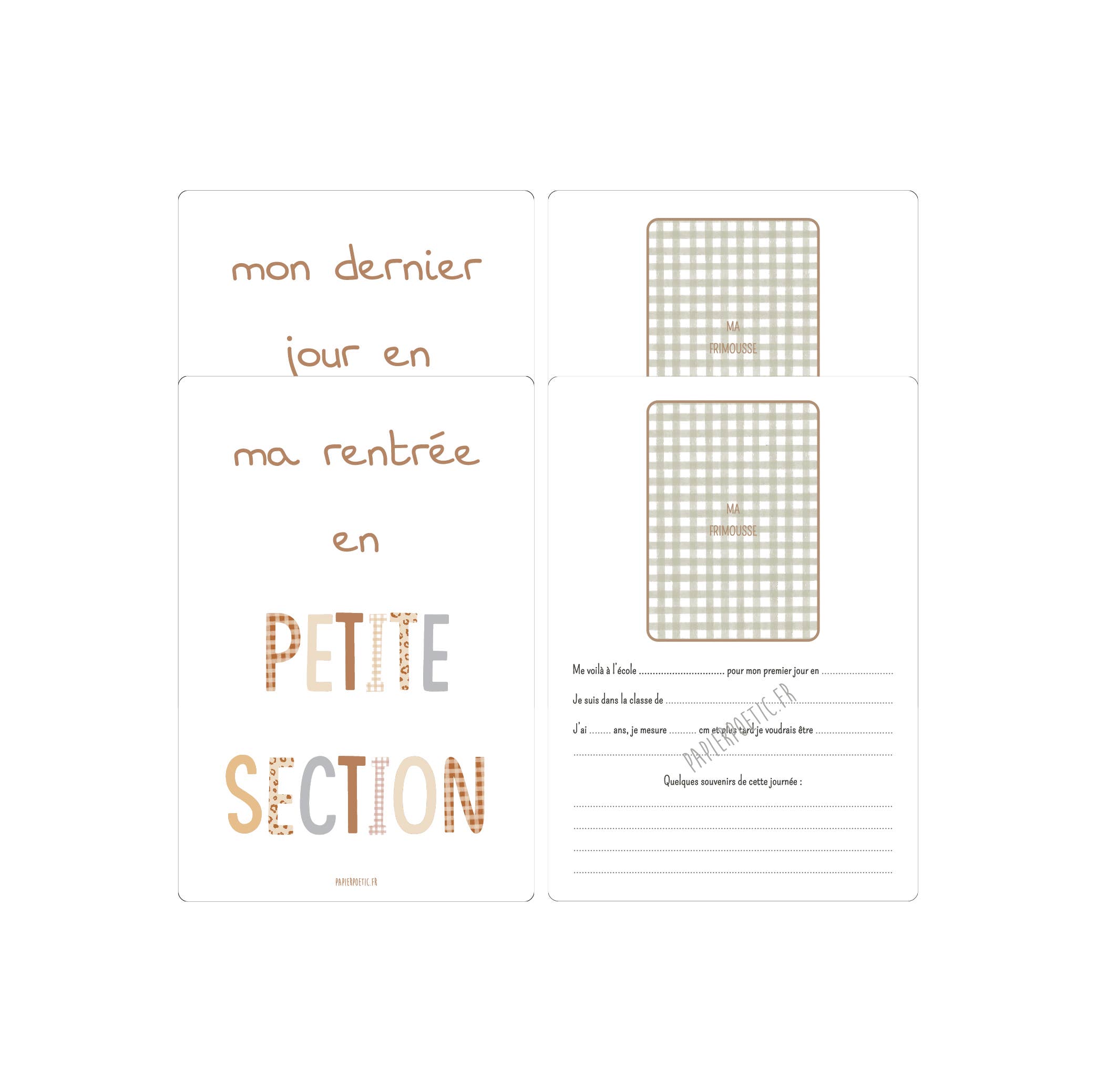 Cartes Souvenirs École Maternelle  "PATCHWORK"