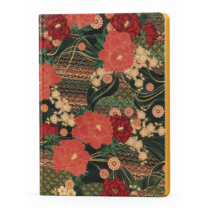 Carnet A5 Oriental – Fleurs rouges et dorures