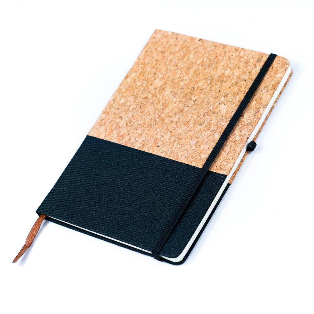 Carnet Fusion en toile et liège en noir, gris, bleu et gris