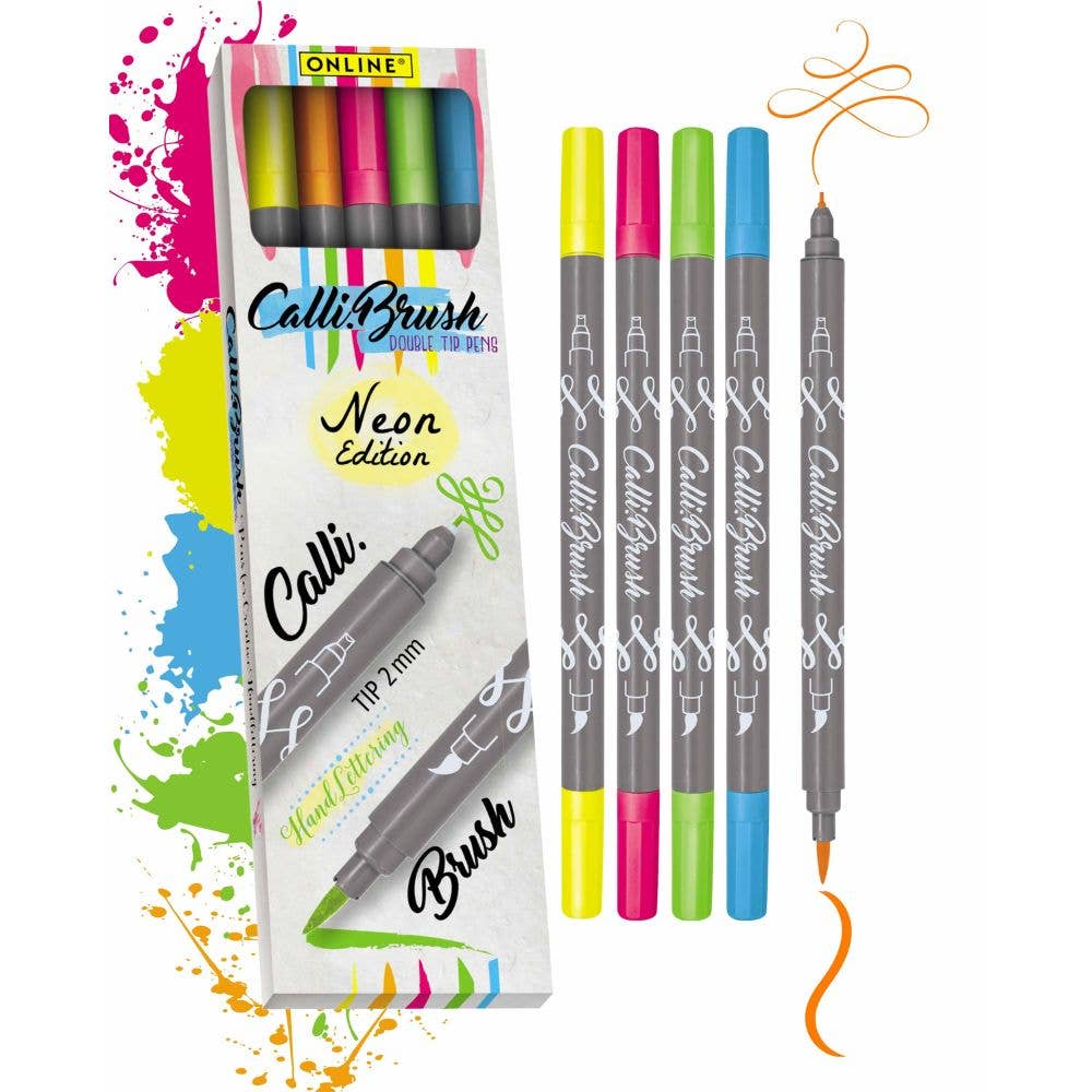 Set de 5 feutres Calli.Brush à double pointe colorés