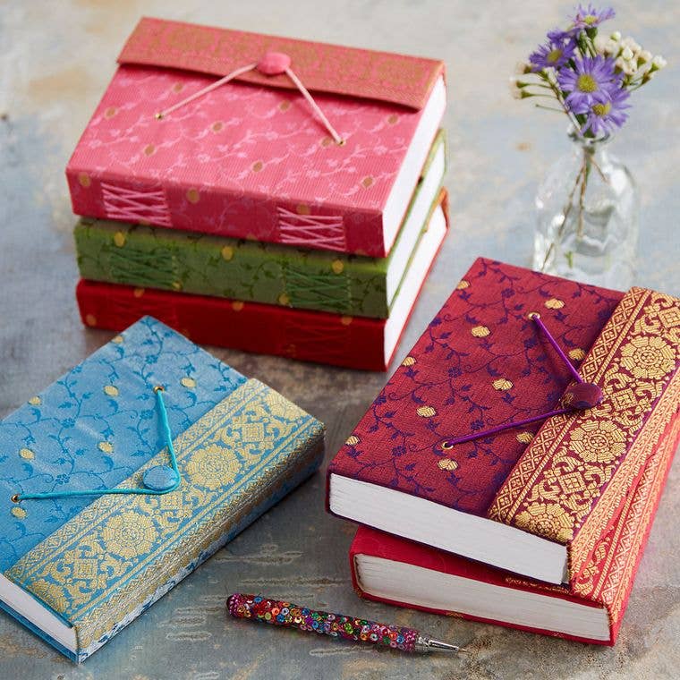 Journal Sari fait main - Carnet de notes en tissu
