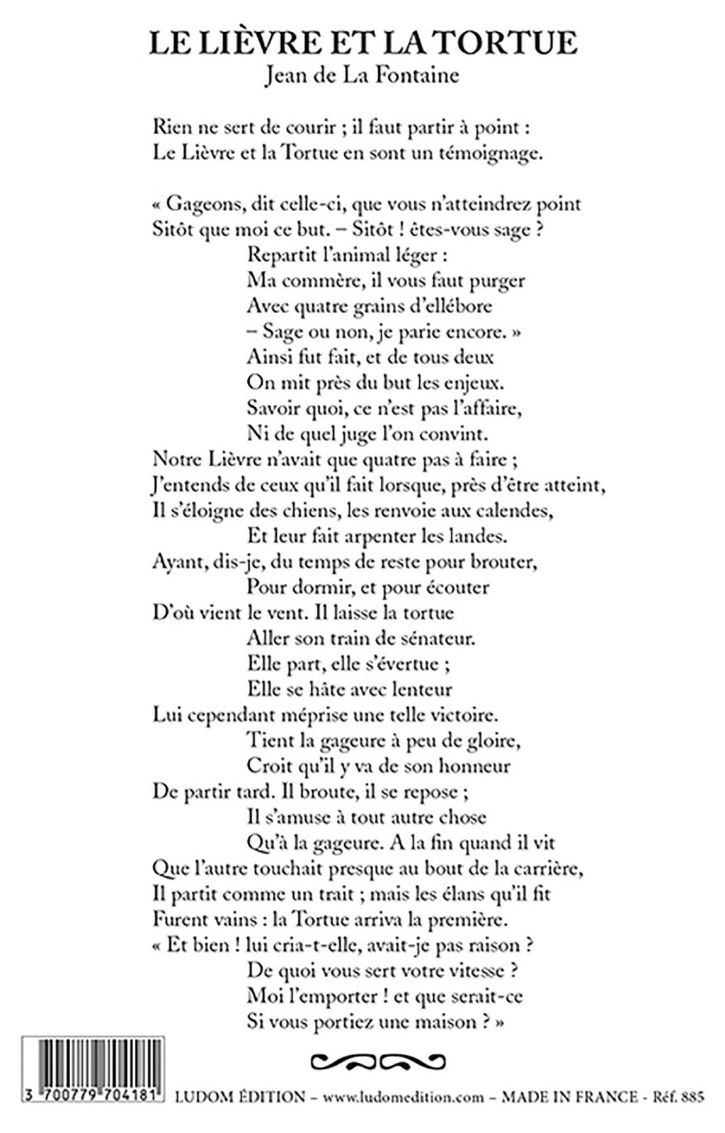 Carte Fable: Le Lièvre et la Tortue